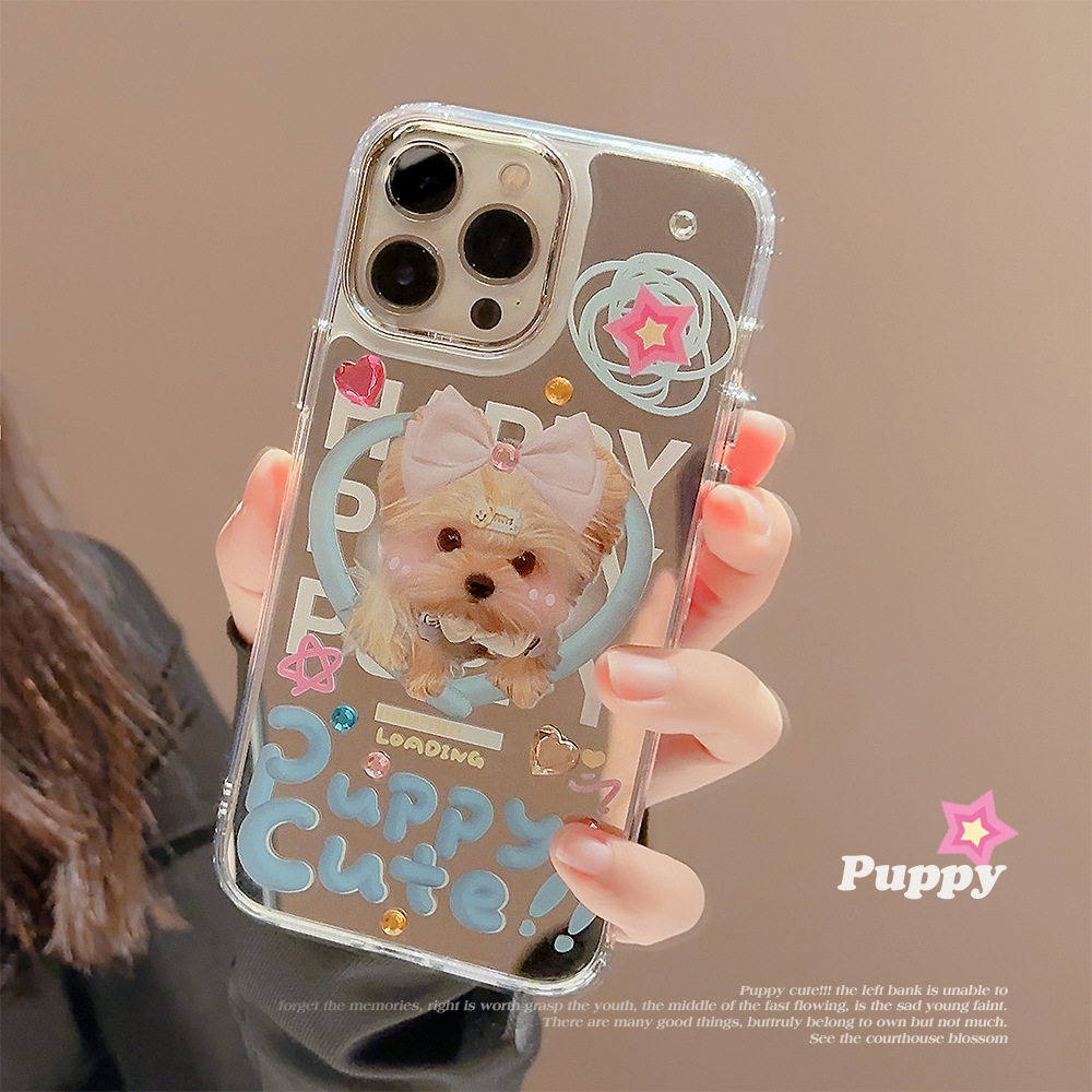 かわいい漫画の子犬DIYダイヤモンドメッキミラー付きスマホケ - Phone Cases Diy のレビューと価格