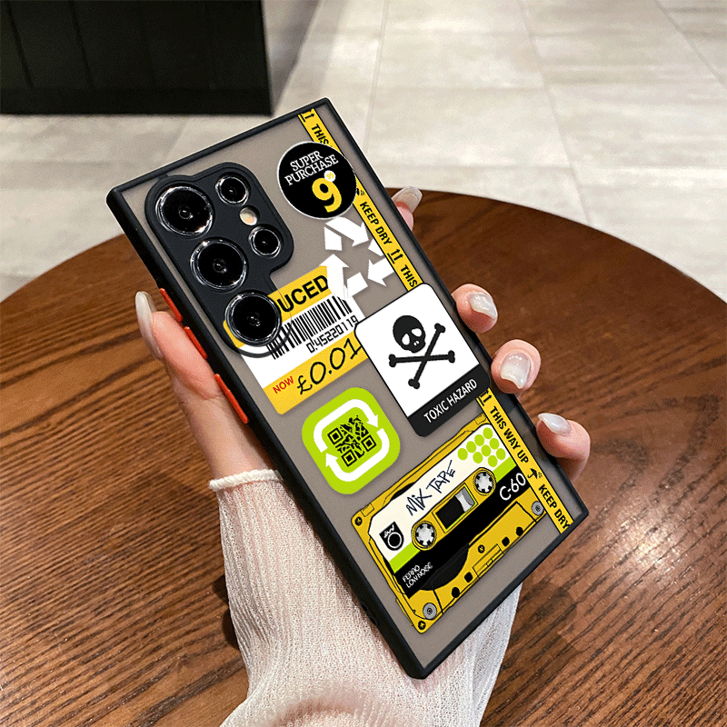 面白いミックスラベルのコラージュステッカーパターン付きスマホ - Phone Cases Funny のレビューと価格