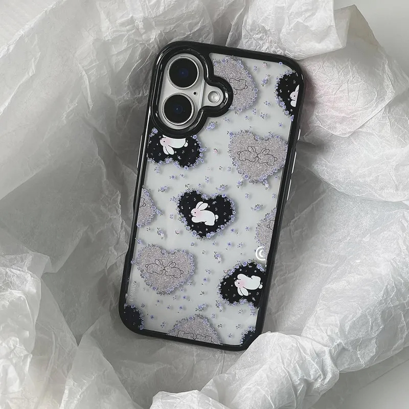 韓国レトロガールラブ ラビット パープルフラワー アクリル製 - Phone Cases For Girls のレビューと価格