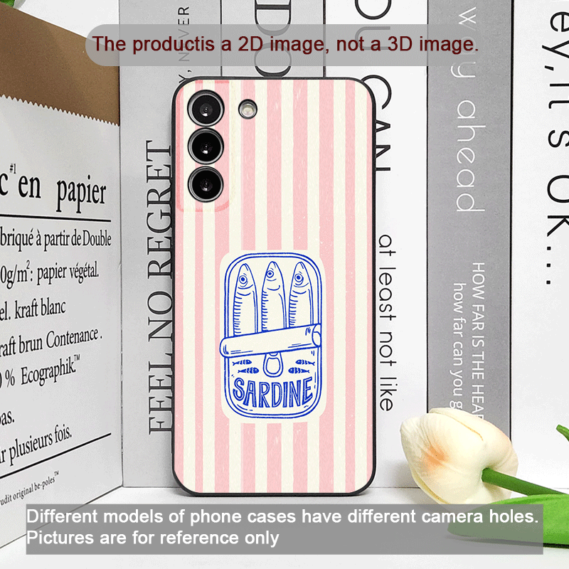 可愛いストライプ柄のイワシカラーの面白い魚柄スマホケース O - Phone Cases Funny のレビューと価格