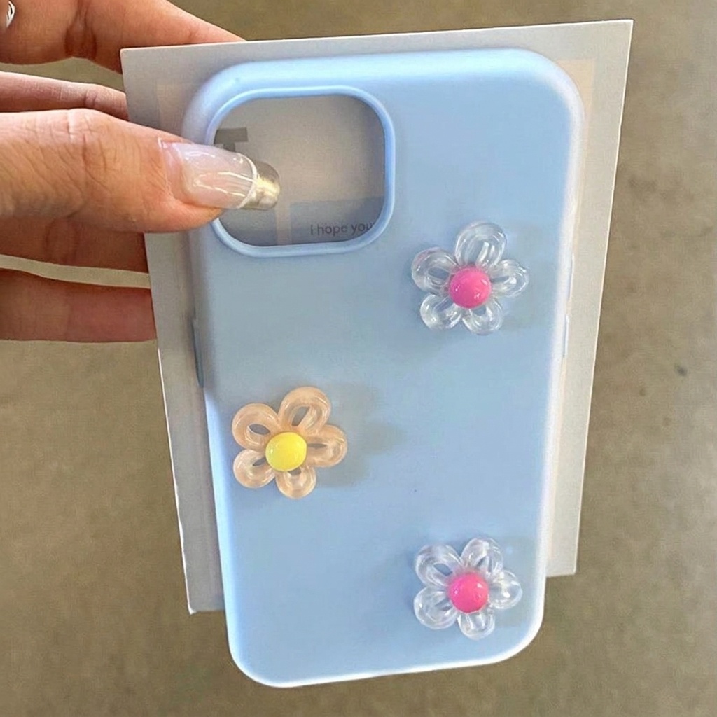 ブルー2in1 3D DIYフラワーランヤード付きスマホケー - Phone Cases Diy のレビューと価格