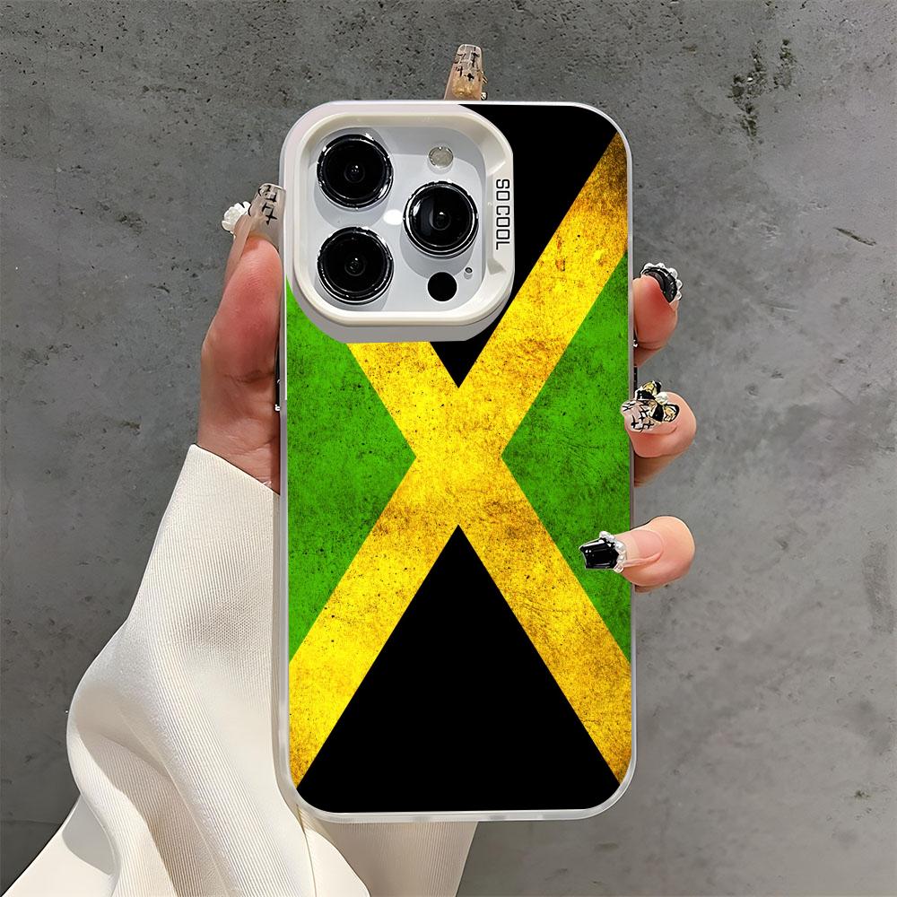 スポーツジャマイカ国旗フットボール柄スマホケース クリアTP - Phone Cases Jamaica のレビューと価格