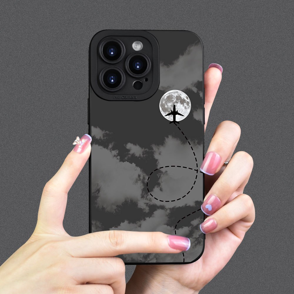 夜空の飛行機の漫画風クリエイティブで面白い柄のスマホケース、 - Phone Cases Funny のレビューと価格