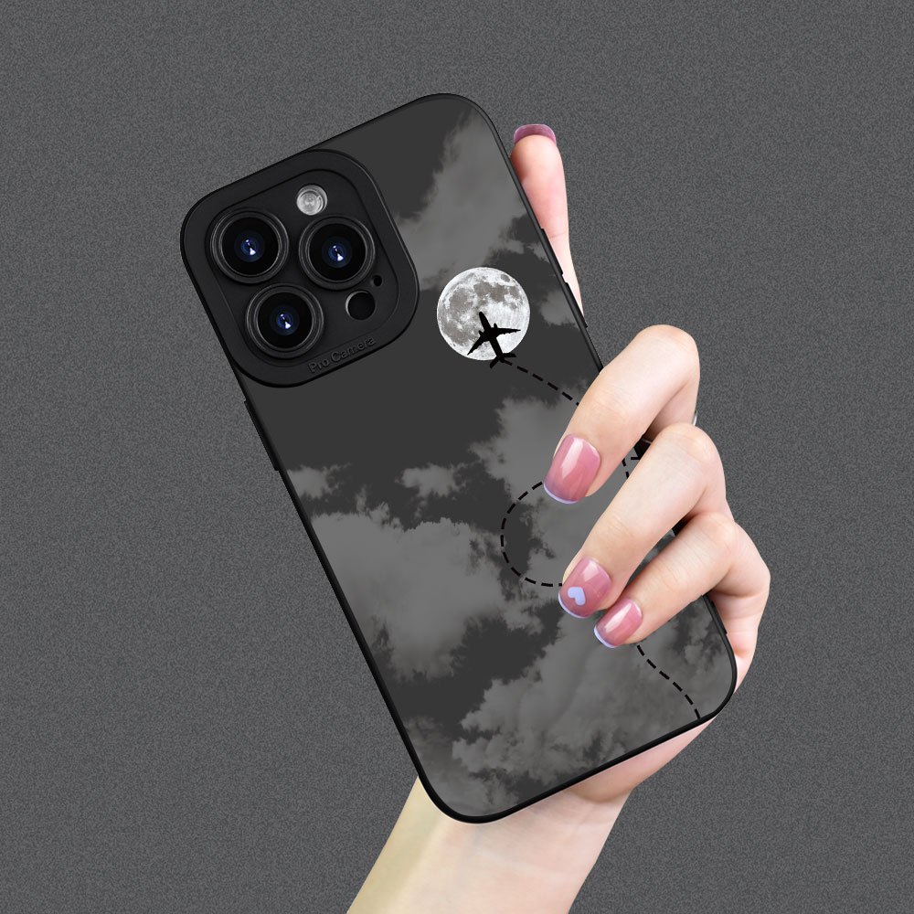 夜空の飛行機の漫画風クリエイティブで面白い柄のスマホケース、 - Phone Cases Funny のレビューと価格