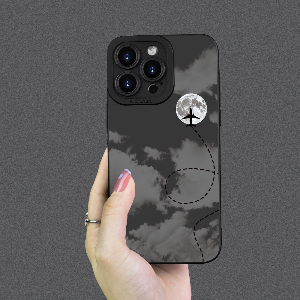 夜空の飛行機の漫画風クリエイティブで面白い柄のスマホケース、 - Phone Cases Funny のレビューと価格