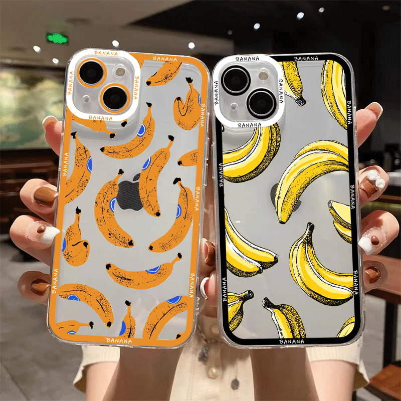 面白い黄色いバナナ柄のクリアスマホケース Samsung A - Phone Cases Funny のレビューと価格