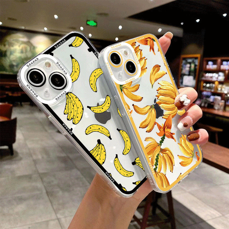 面白い黄色いバナナ柄のクリアスマホケース Samsung A - Phone Cases Funny のレビューと価格