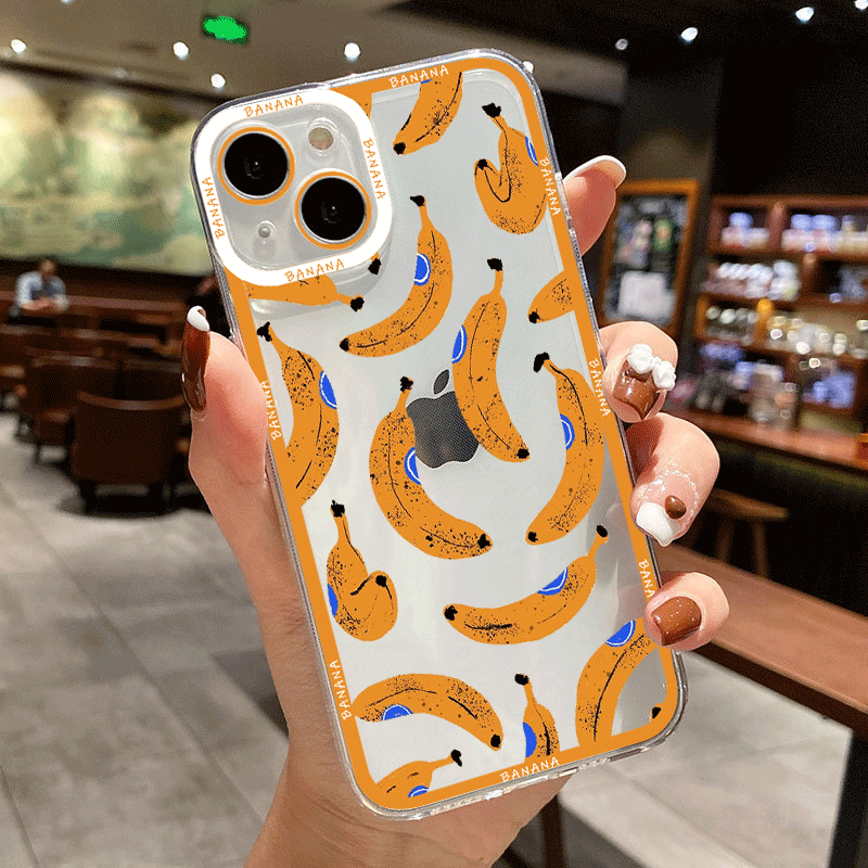 面白い黄色いバナナ柄のクリアスマホケース Samsung A - Phone Cases Funny のレビューと価格