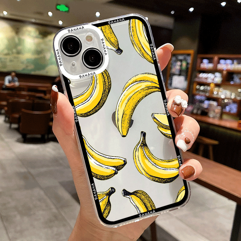 面白い黄色いバナナ柄のクリアスマホケース Samsung A - Phone Cases Funny のレビューと価格