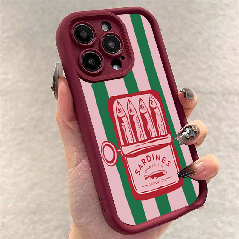 面白いイワシ缶レトロストライプ柄スマホケース iPhone  - Phone Cases Funny のレビューと価格