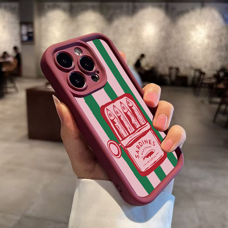 面白いイワシ缶レトロストライプ柄スマホケース iPhone  - Phone Cases Funny のレビューと価格