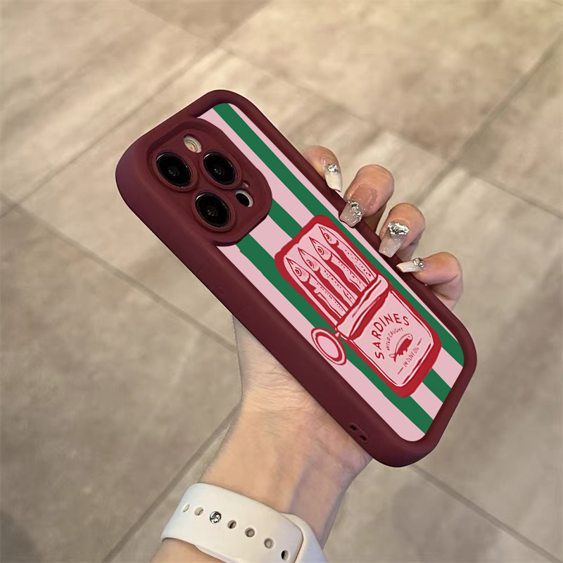 面白いイワシ缶レトロストライプ柄スマホケース iPhone  - Phone Cases Funny のレビューと価格
