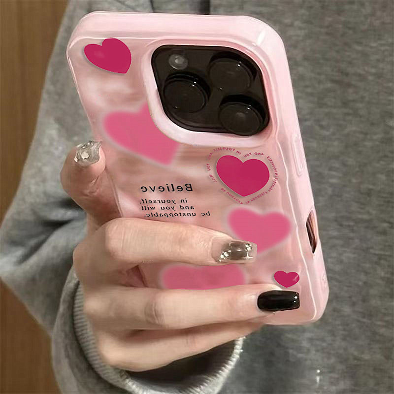 高級ピンクのラブハート折りたたみテクスチャ携帯電話ケース i - Phone Cases Expensive のレビューと価格