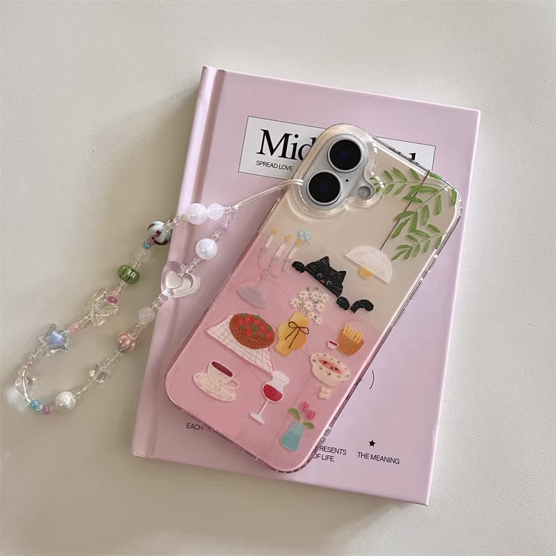インスタ映え可愛いダイニングテーブルと小さな黒猫の漫画風スマ - Phone Cases For Girls のレビューと価格