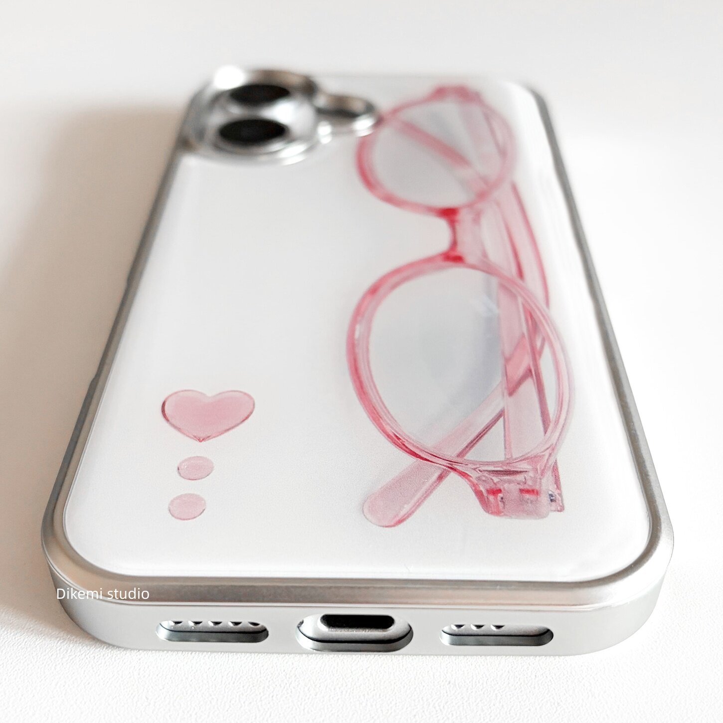 韓国の女の子らしいピンクのメガネとハートが可愛いスマホケース - Phone Cases For Girls のレビューと価格