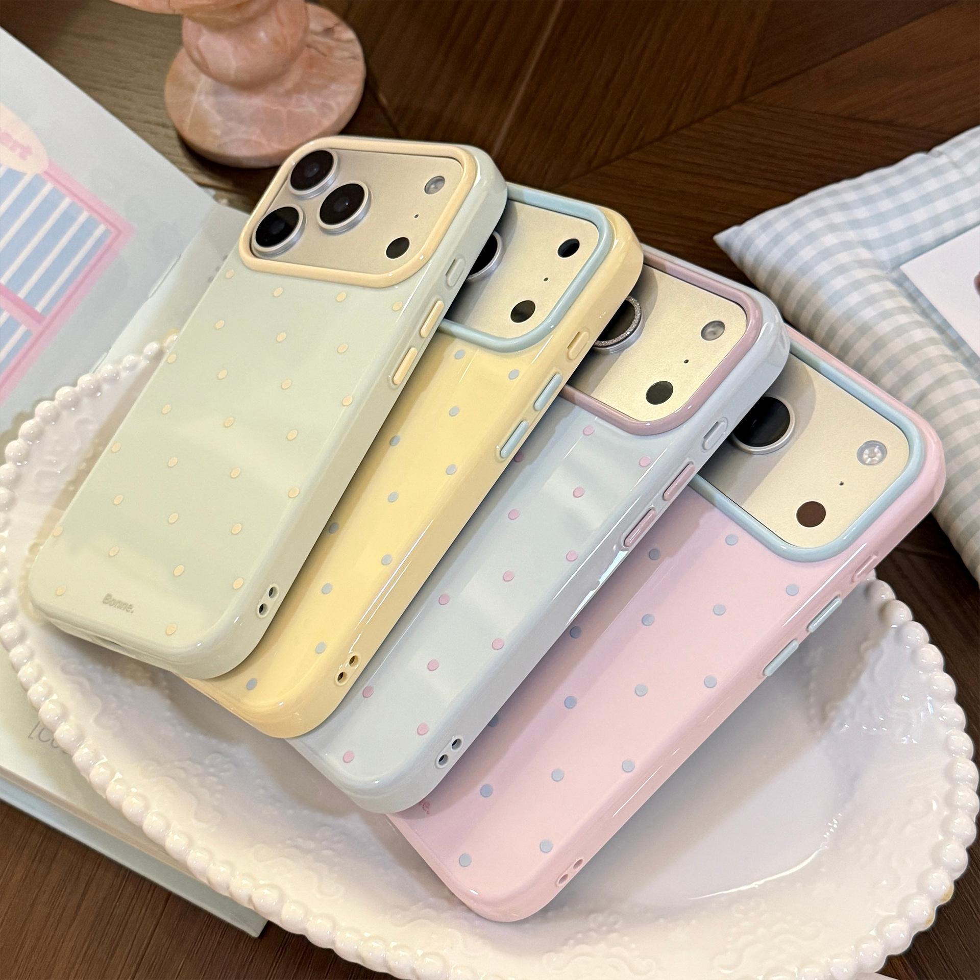 INS 韓国風ポルカドットキャンディーカラーソフトTPUスマ - Apple Iphone 15 Pro Max のレビューと価格