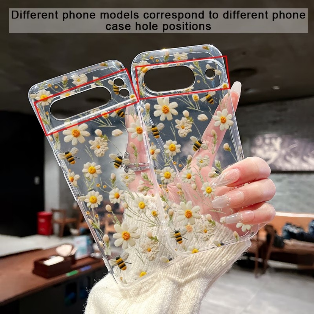 かわいいミツバチの花柄ソフトクリア電話ケース Google  - Phone Cases Pixel 10 のレビューと価格