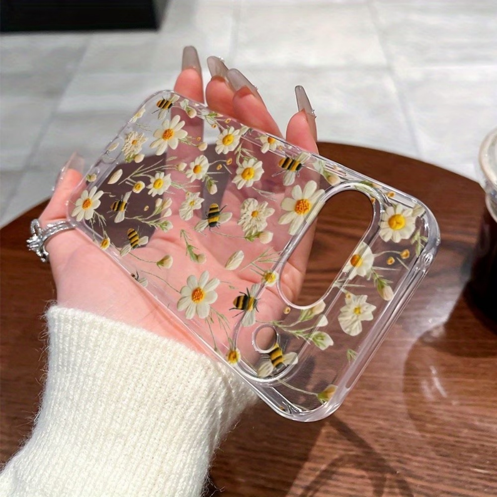 かわいいミツバチの花柄ソフトクリア電話ケース Google  - Phone Cases Pixel 10 のレビューと価格