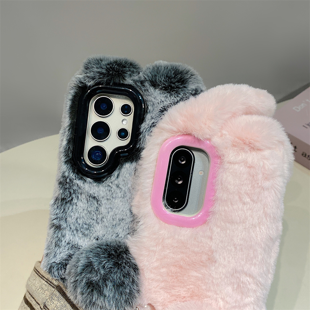 かわいいウサギ耳ふわふわスタンド付きスマホケース Samsu - Phone Cases Samsung S23 のレビューと価格