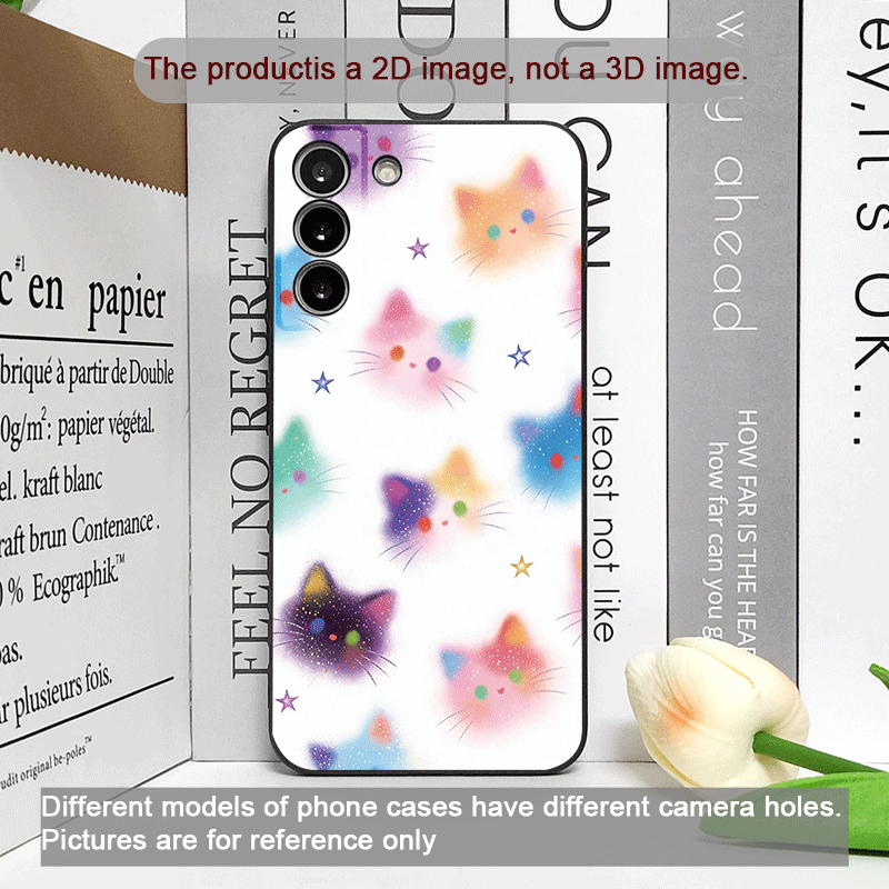 面白い落書きカラフルな猫の頭プリント入りスマホケース Hua - Phone Cases Funny のレビューと価格
