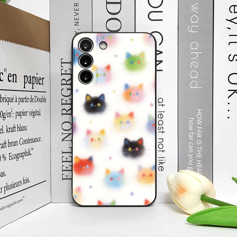 面白い落書きカラフルな猫の頭プリント入りスマホケース Hua - Phone Cases Funny のレビューと価格