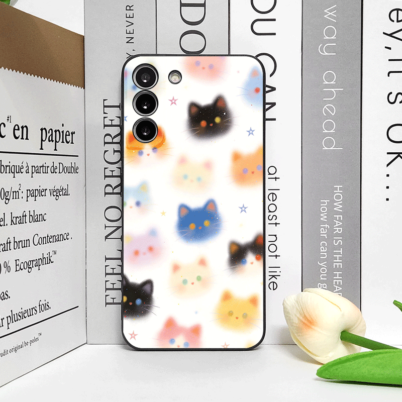 面白い落書きカラフルな猫の頭プリント入りスマホケース Hua - Phone Cases Funny のレビューと価格