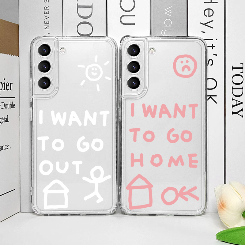 韓国のかわいいシンプルな「家に帰りたい」クリアスマホケース  - Phone Cases Cute のレビューと価格