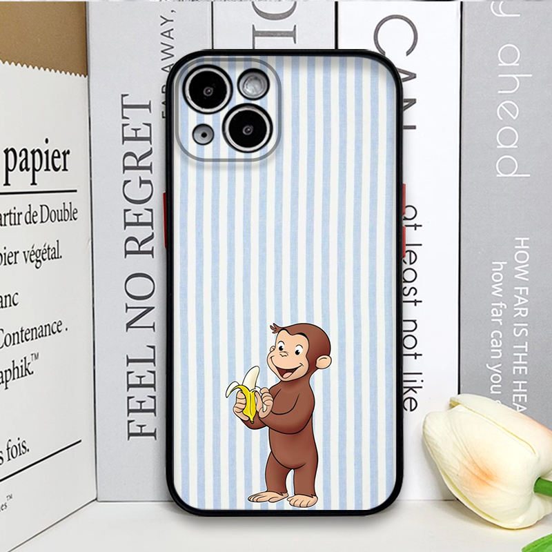 漫画風ストライプ柄の猿が猫を抱くiPhoneケース iPho - Phone Cases Iphone 14 のレビューと価格